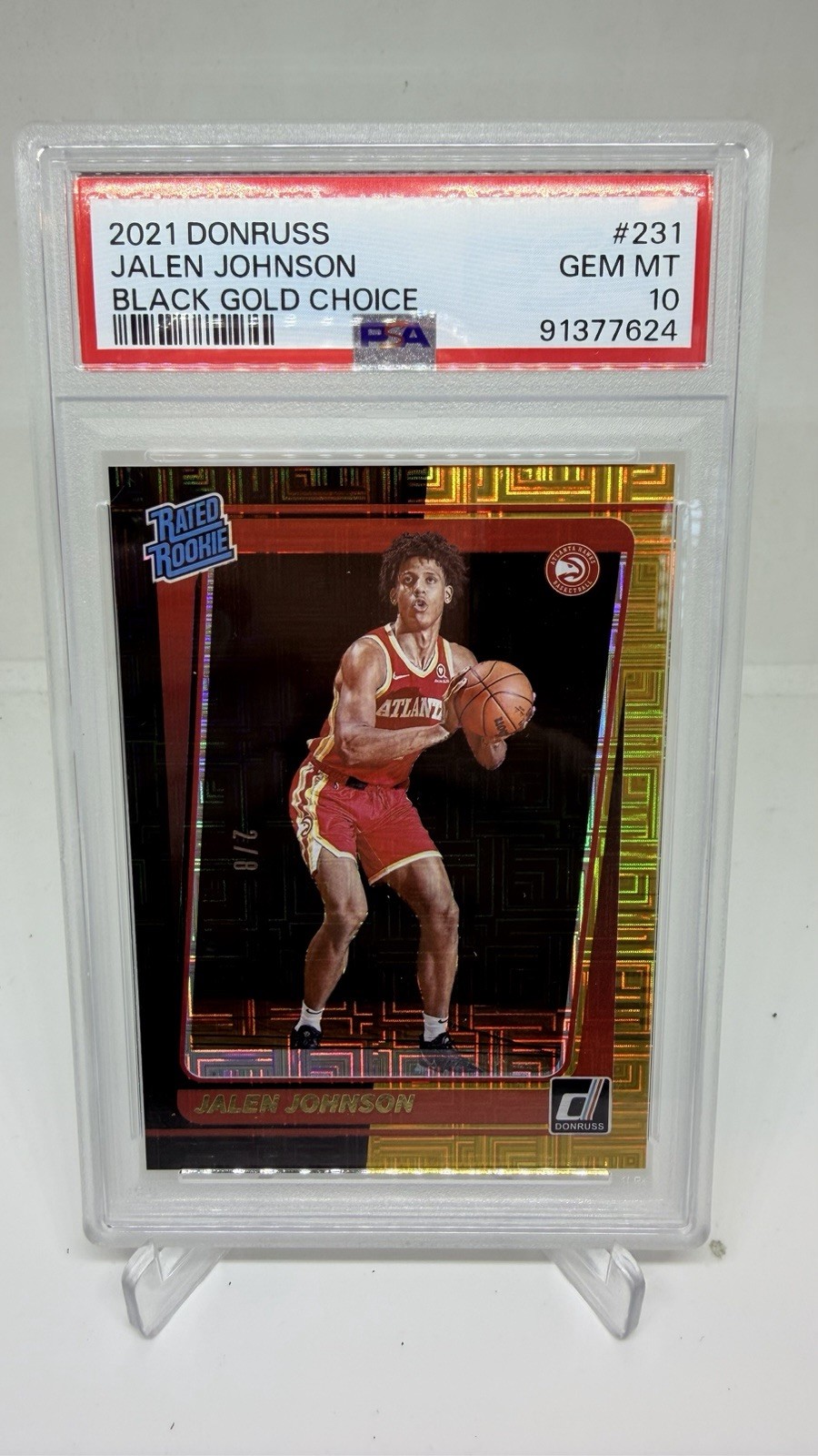 2021-22 Donruss  Jalen Johnson - Rated Rookie black gold # /8 RC PSA 10