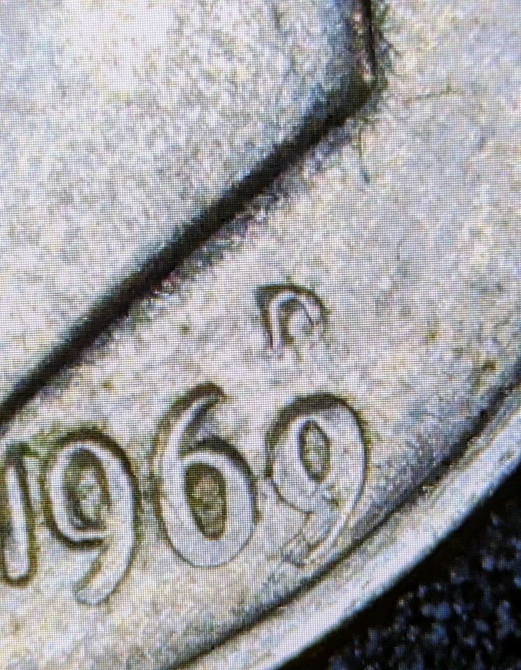 1969-D 10c Dime Full Bands Torch Struck Through Error Partial Missing Mint Mark - Image 4 of 4