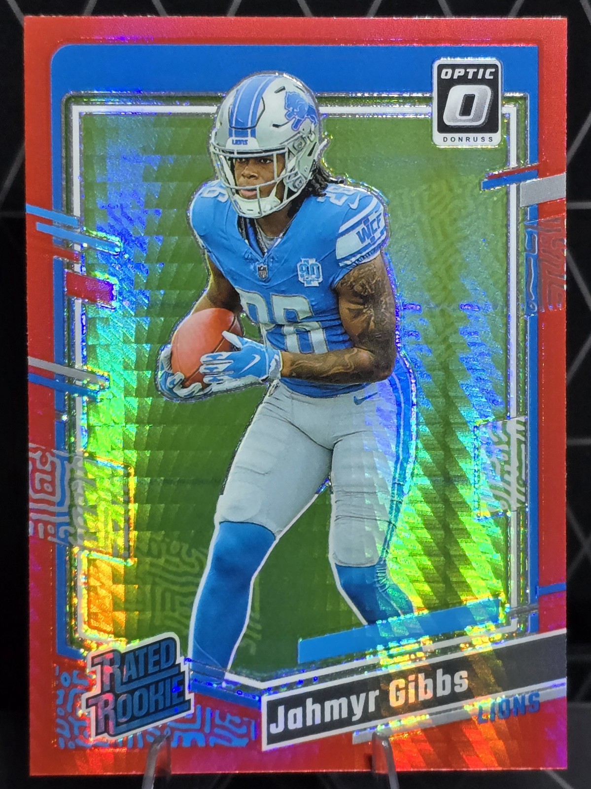 2023 Panini Donruss Optic - Rated Rookie Jahmyr Gibbs #236 Red Hyper Prizm (RC)