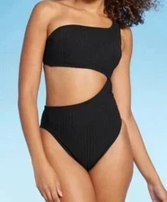 Shade & Shore Ribbed One Shoulder Cut Out One Piece Swimsuit XL 16-18 #H7266