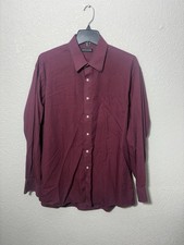Pierre Cardin Men s Burgundy Dress Shirt 17 34/35 Button Front As Is