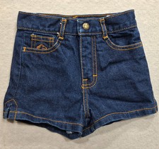 Vintage 80s Jordache Made In USA Jean Shorts Girls 6 Blue Dark Wash Embroidered