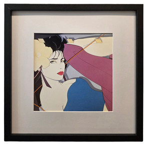 Patrick Nagel Untitled #99 1980's Retro Style Glass Framed Print