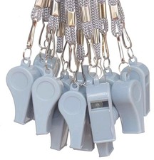 20 Pcs Grey Plastic Loud Whistles with Lanyard for Referee Coaches Basketball...