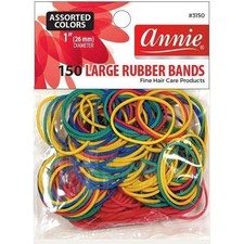  6pk Annie Rubber Bands Large 26mm, 150 Count Elastic Hair Ties, Assorted 3150
