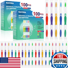 Navona 200 Individually Wrapped Disposable Toothbrushes Bulk Pack Soft
