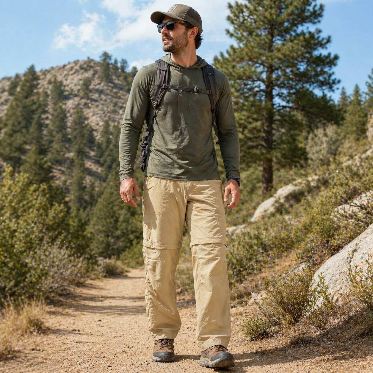 ExOfficio Insect Shield Convertible Cargo Pants Zip Off Nylon Khaki Men's XL