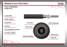 CAVO FIBRA OTTICA 24 FIBRE ARMATO DA ESTERNO/INTERNO ANTIRODITORE OM4 (AL METRO)