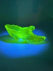Fenton Vintage Uranium Drape And Cat Slipper- Glows