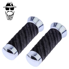 Original Lowrider Custom Swirl Velour Handlebar Grips 7/8" x 130mm –Chrome/Black