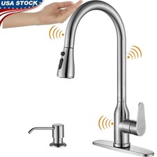 Touch Control Kitchen Faucet Pull Down Sprayer Stainless Steel Easy Installation