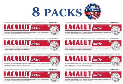 8 Pack Lacalut Aktiv Daily Toothpaste for Bleeding Gums 75 ml Made in Germany