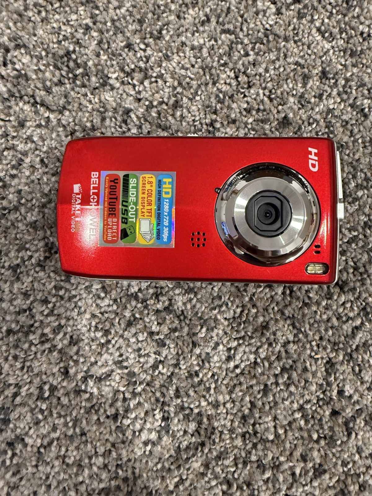 5mp 720p Video Camera W/ Flip Usb &ndash; Red