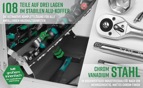 Brüder Mannesmann Alu-Werkzeugkoffer, bestückt, 108-teilig | M29075 - Bild 3 von 7