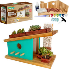 DIY Modern Wooden Bird House Craft Kit Building Painting Creative Garden Project