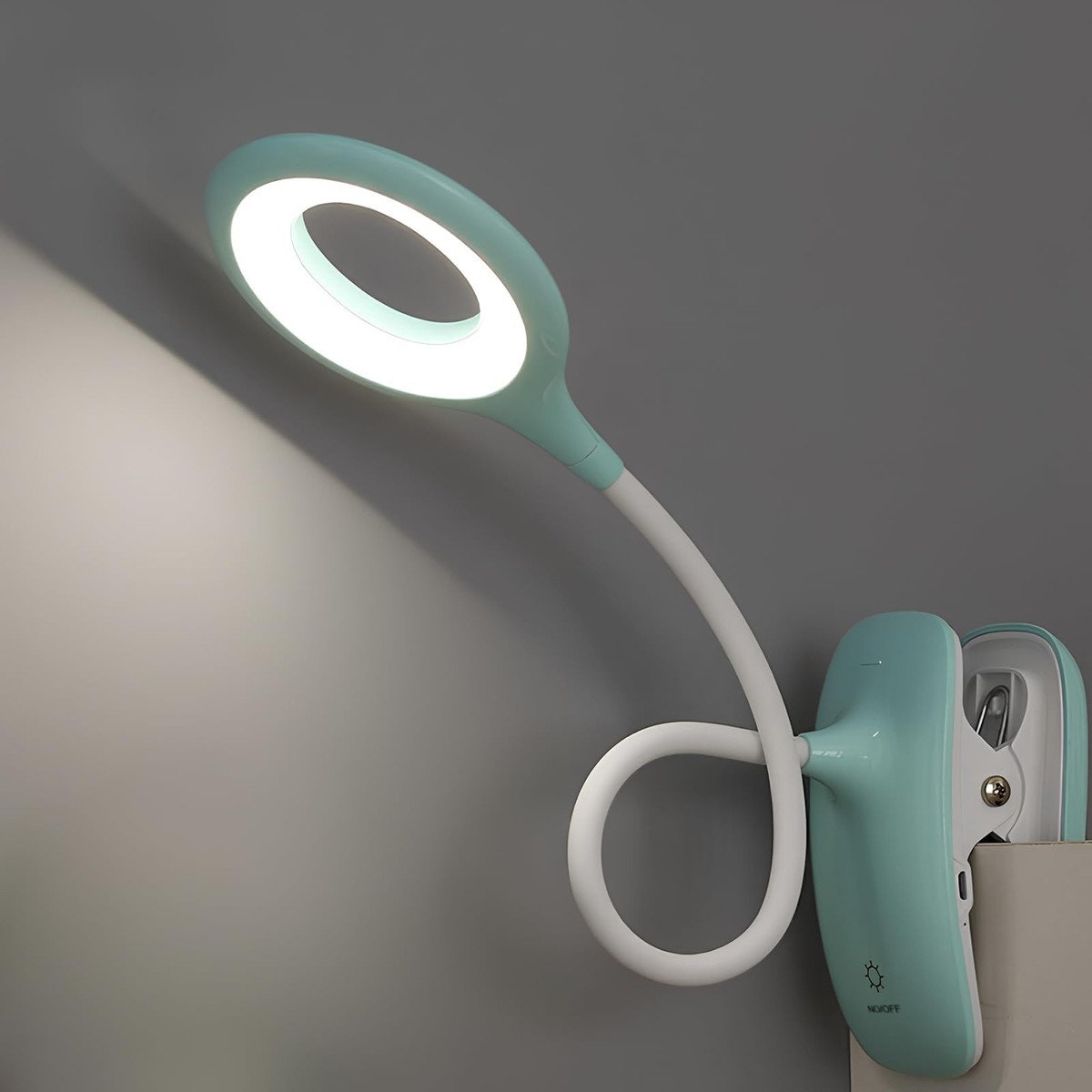 Clip On Reading Light for Bed Headboard, USB Rechargeable Desk