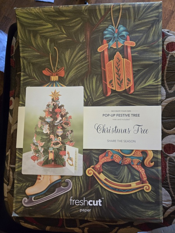 Freshcut Paper Pop-Up Winter Tree 10” x 16” Holiday Table Decor Bird Ornaments