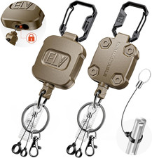 2 Pack Heavy Duty Retractable Keychain with Lock & Carabiner, ID Badge Holder Cl