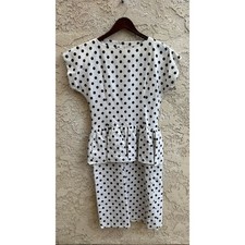Vintage Polka Dot Peplum Dress Size 12