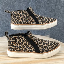 TOMS Bryce Slip On Sneaker Shoes Womens 8.5 Mid Casual Leopard Print Suede Brown