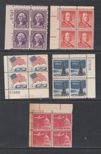 U.S. Postage Unchecked lot of 5 Plate Blocks. MT/NH. Lot 1404