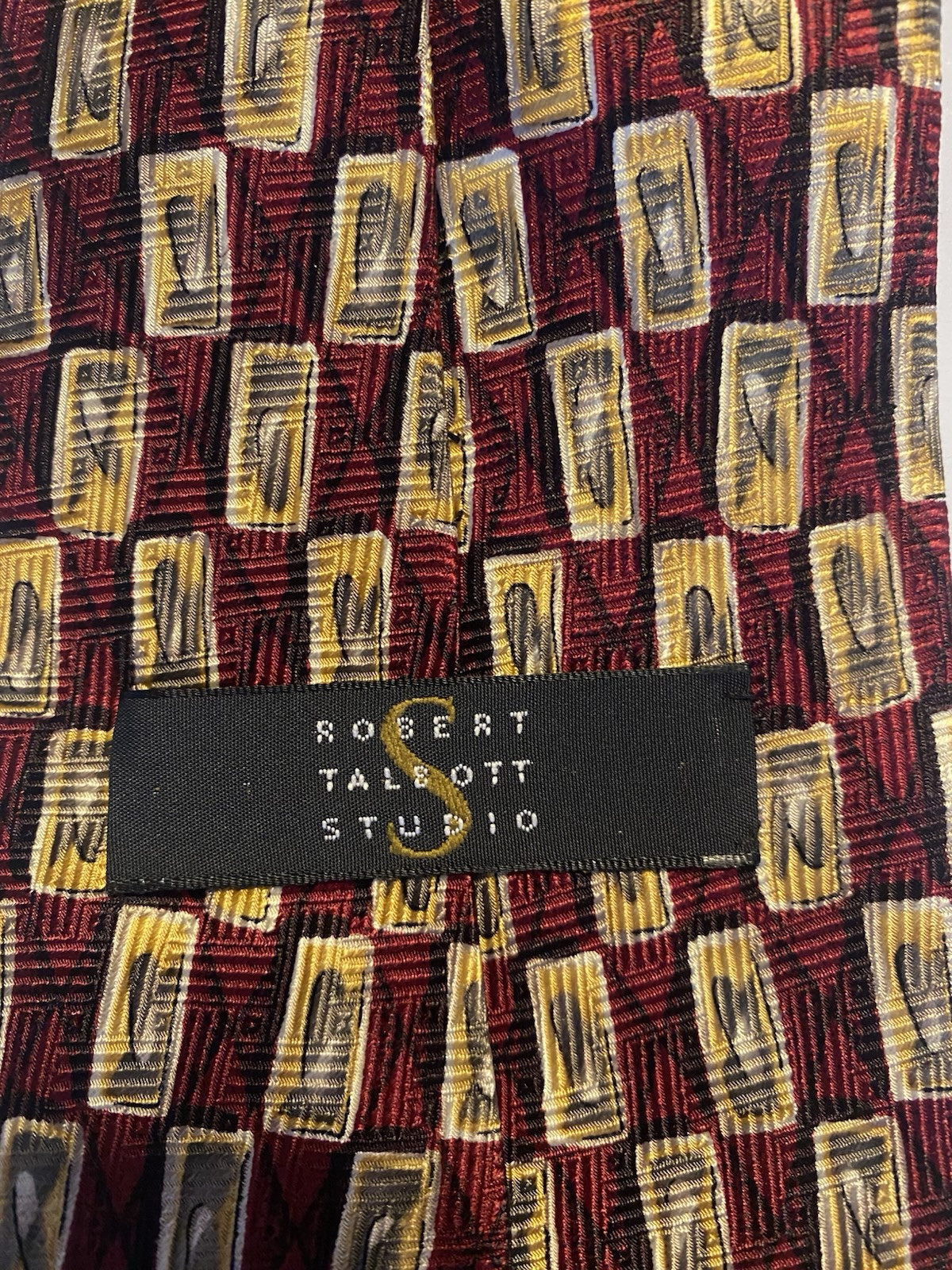 Robert Talbott Studio Necktie Red Gold Geometric,… - image 3