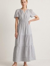 Quince 100% European Linen Tiered Maxi Dress M NWT