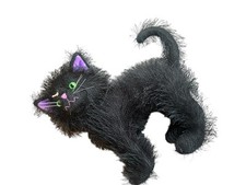 Vintage Russ Plush  Scratches  Black Cat W/Green Eyes 10  Halloween Kitty