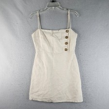 Urban Outfitters Linen Blend Dress Womens 4 Light Biege Mini Lined Button