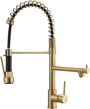 Gold Kitchen Faucet with Pull Down Sprayer Spring Two Nozzles