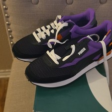 PUMA Future Rider Unisex Kids Sneakers 11.5 Black Purple White Lace-Up