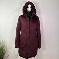 Soia & Kyo Down Coat Women’s Size Large Burgundy Removable Hood Pockets