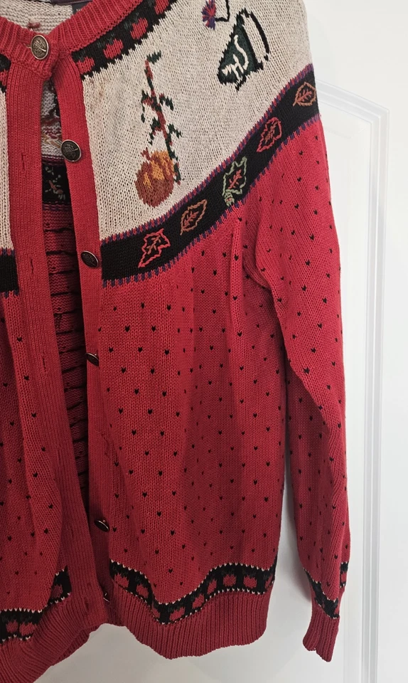 Cárdigan suéter para mujer Woolrich XL otoño rojo estilo bordado. Ver descripción Foto 3 de 4