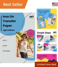 50 Sheets 8.5x11 - Inkjet Iron-on Heat Transfer Vinyl Paper for White Ligh...