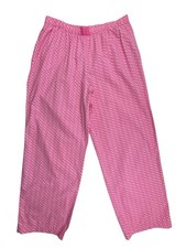 Victoria Secret Pajama Pants Pink White SeaShell 100% Cotton Poplin Womens Large