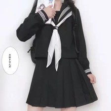 Women's Cosplay JK Uniform Suit Sets Men's Long Sleeve Shirts Cute Midi Skirts