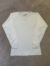 Vintage 80s 90s Long Johns Waffle Knit Thermal Long Sleeve Shirt Hanes L XL USA