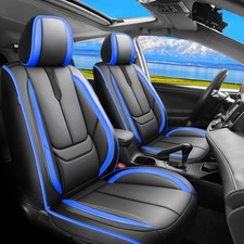 Car Seat Covers for Toyota RAV4 2013-2018 Waterproof Leather Full Set Black-Blue