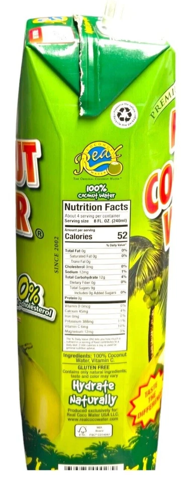 Real Coconut Water, 100% coconut water from Brazil - 6 pack - Image 3 of 3