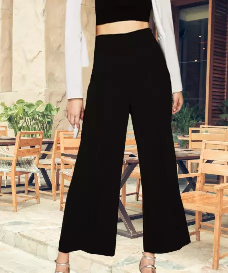 Zara Women's Black Wide Leg Cropped Culottes Pants Size M