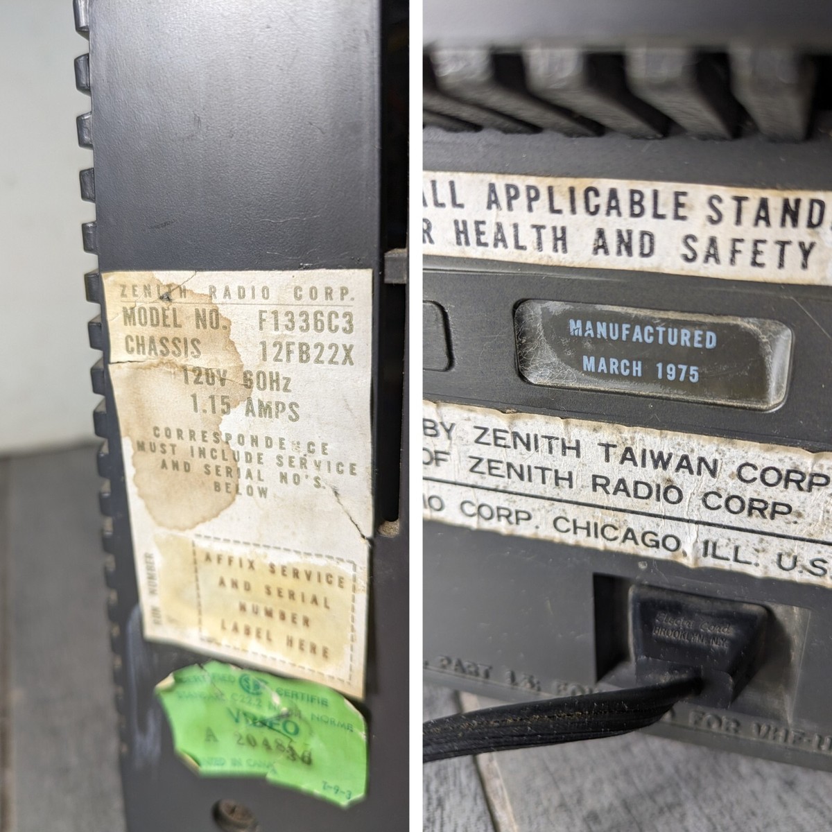 Vintage 1970s Zenith Portable 12