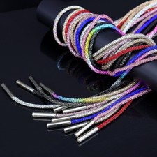 6mm 2pcs Rhinestone Shoe Laces Glitter Hoodie String Replacement Cords Rope
