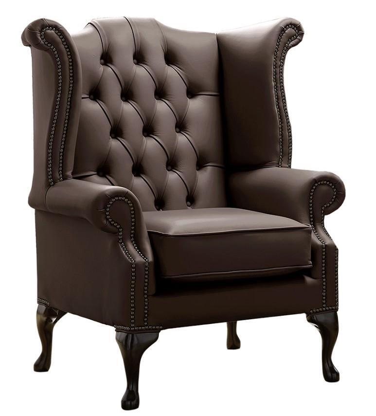 Back Wing Chair Chocolate Brown Leather, Chocolate Brown Leather Armchair