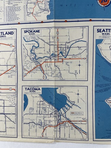 UNION 76 Rare ANTIQUE UNION OIL COMPANY ROAD MAP, Washington And Oregon - Picture 14 of 15