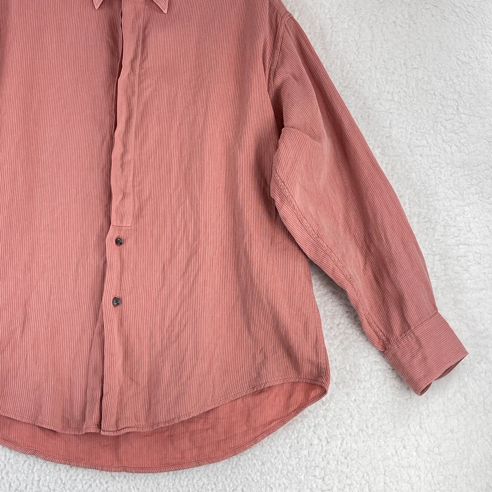 Camisa con botones Yves Saint Laurent para hombre mediana roja a rayas manga larga 100 % algodón Foto 4 de 4