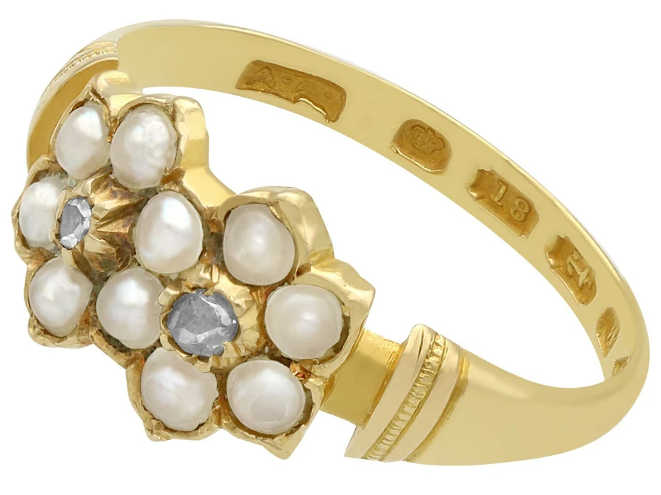 Antique Pearl and Diamond, 18k Yellow Gold Dress Ring - Image 3 of 4