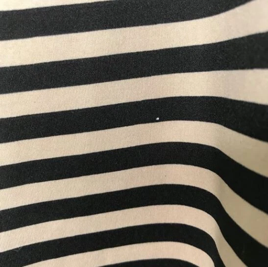 Top Mujer Kim Rogers Talla Grande 1X Beige y Negro Rayas Mangas 3/4 Asimétrico Foto 3 de 4