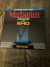 NOS Sealed VERBATIM 3.5'' MF2HD 1.4MB Capacity Floppy Disks 10 Disks DATALIFE