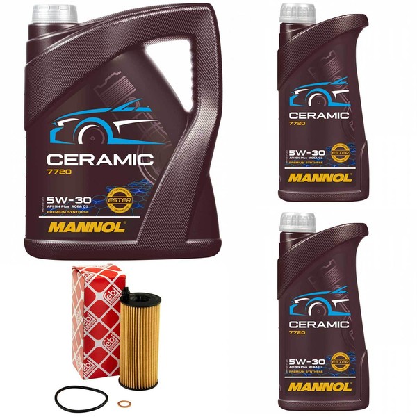 MotoröL Set Mannol 5W-30 Ceramic API SN Plus 7 Liter + ÖLfilter FüR BMW 5Er 6Er-image