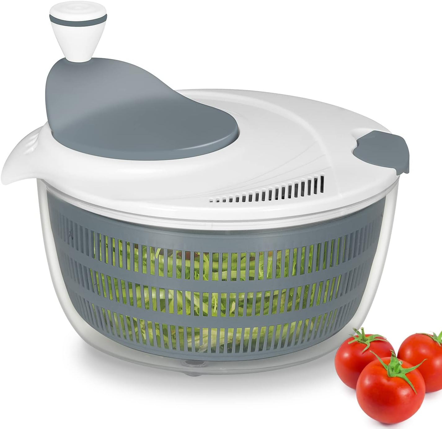 Salad Spinner Lettuce Dryer, Rotary Veggie Washer with Compact Bowl and Colander-image